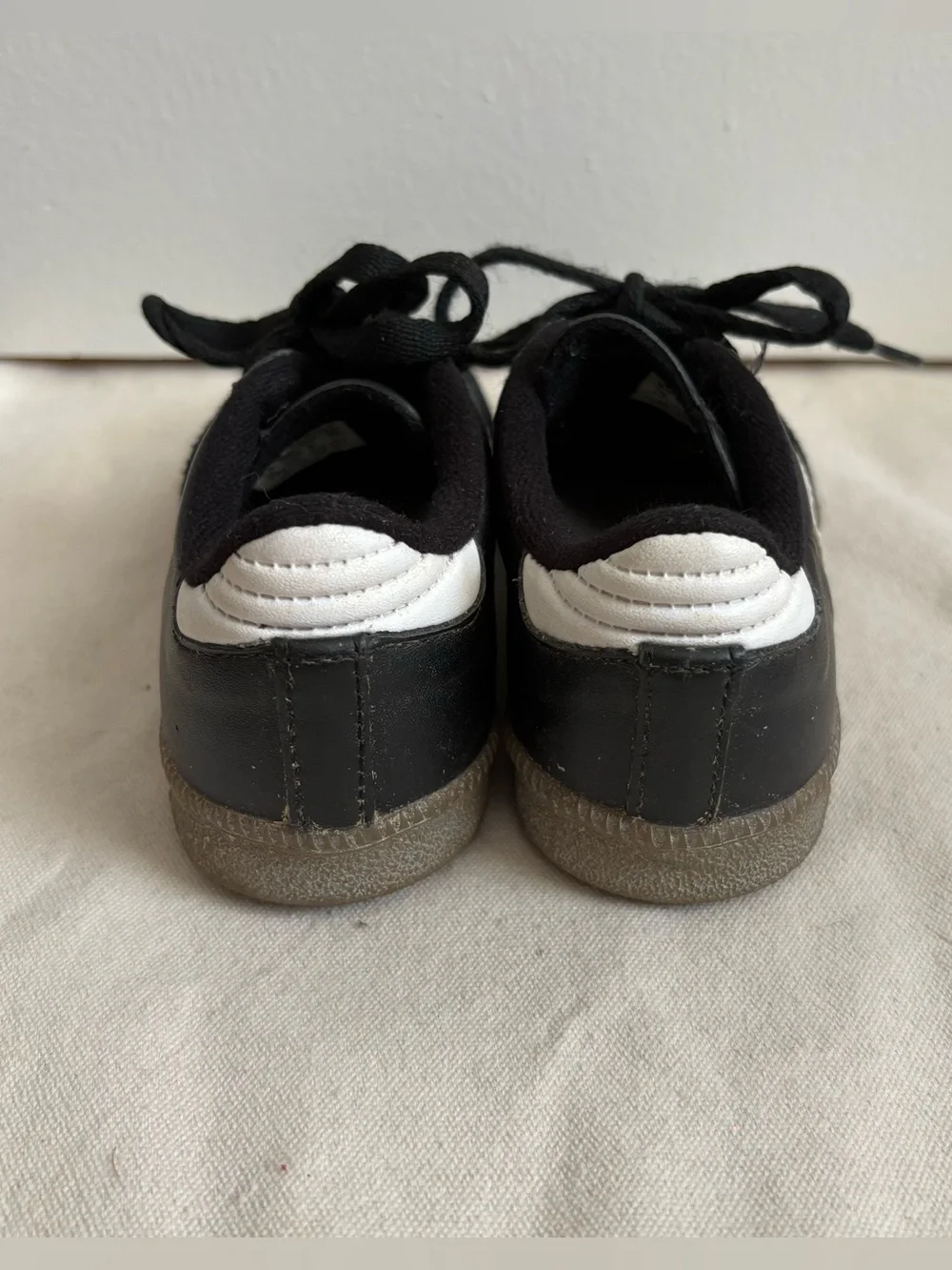 adidas Samba Unisex Kids Leather Lace Up Sneakers Black White US 12K EU 30